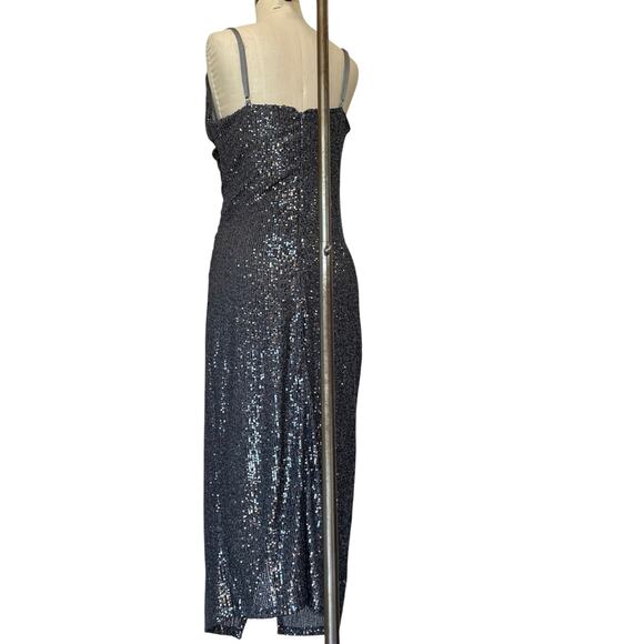 Laundry Shelli Segal  maxi dress size 10 y2k fairy black sequin mesh sparkle VTG - Picture 5 of 9